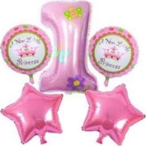 1 Yaş Folyo Balon - Balon Set (Pembe)
