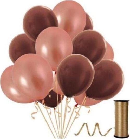 10 Adet Metalik Rose Gold, Kahverengi Balon Konsepti-Güzel Balon