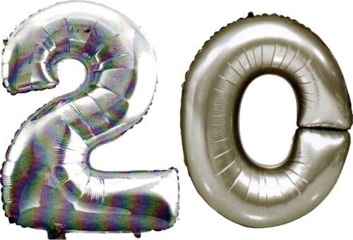 20 Yaş Sayı Folyo Balon Gümüş 90 Cm
