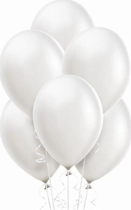 100 Adet Beyaz Metalik Balon 12 Inç