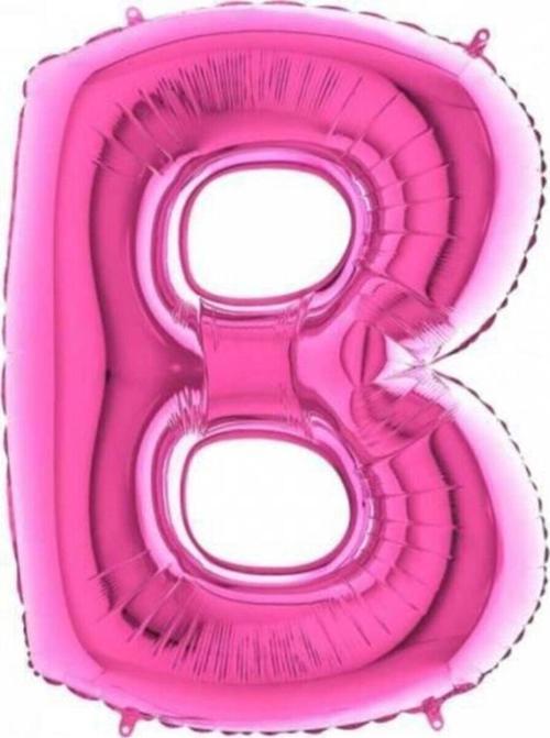 B Harf Folyo Balon Fuşya 100Cm