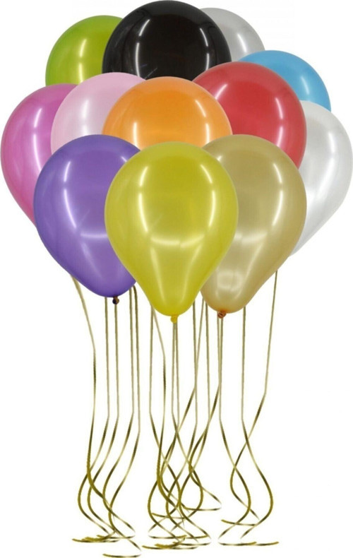 100'Lü Lateks Metalik Balon Karışık Renk