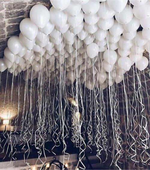 50 Adet Beyaz Renk Metalik Lateks Balon Parti Süslemeleri Uçan Balon