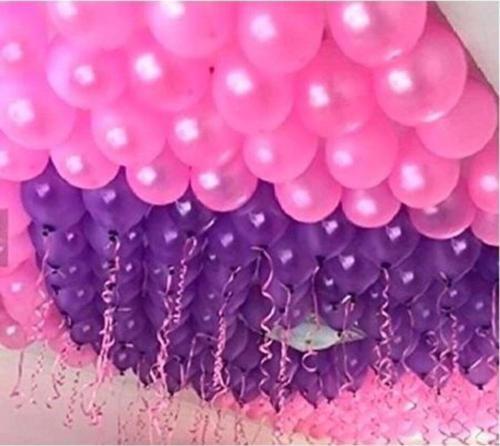 50 Adet Metalik Pempe, Mor Balon Konsepti-Uçan-Güzel Balon