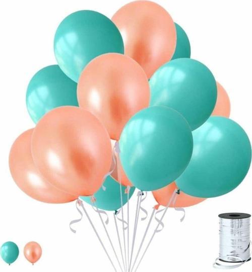 50 Adet Mint Su Yeşili-Rose Gold Metalik Sedefli Balon