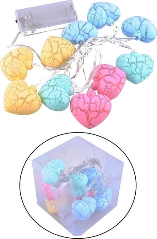 10Lu Renkli Kalp Şeklinde Dekoratif Dolama Led Aydınlatması