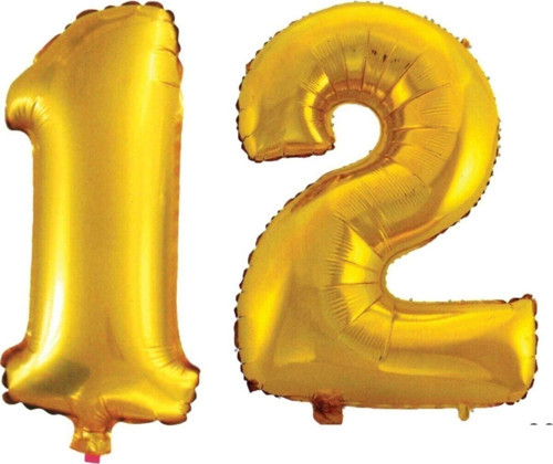 12 Yaş Sayı Folyo Balon Altın 90 Cm