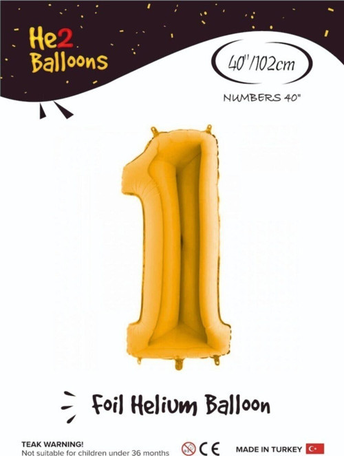 Balon 1 Rakam Altın Folyo Balon 40 Inç