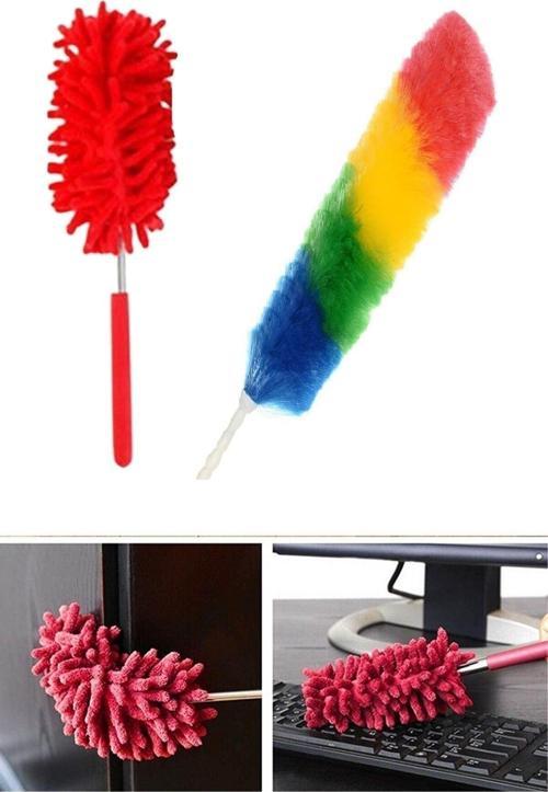 2'Li Set Mikrofiber Teleskobik Toz Alma - Antistatik Toz Püskülü Duster