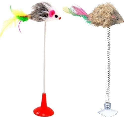 2Li Vantuzlu Fareli Tüylü Hareketli Çanlı Ve Esneyen Eğlenceli Peluş Kedi Oyuncağı