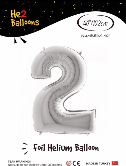 Balon 2 Rakam Gümüş Folyo Balon 40 Inç