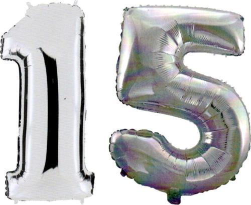 15 Yaş Sayı Folyo Balon Gümüş 90 Cm