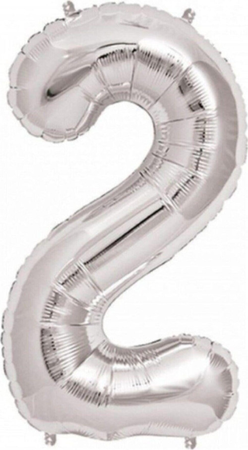 Balon 2 Rakamı Gümüş 100 Cm Folyo Balon