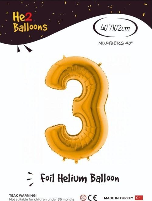 Balon 3 Rakam Altın Folyo Balon 40 Inç
