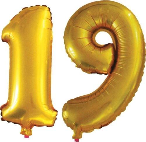 19 Yaş Sayı Folyo Balon Altın 90 Cm