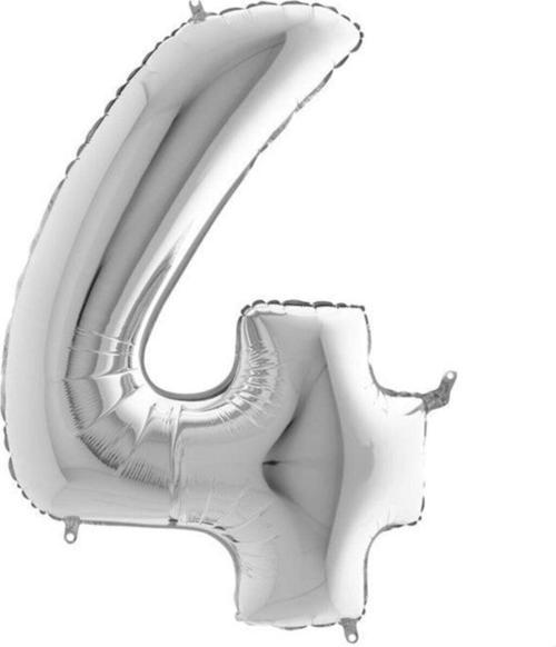 Balon 4 Rakamı Gümüş 100 Cm Folyo Balon