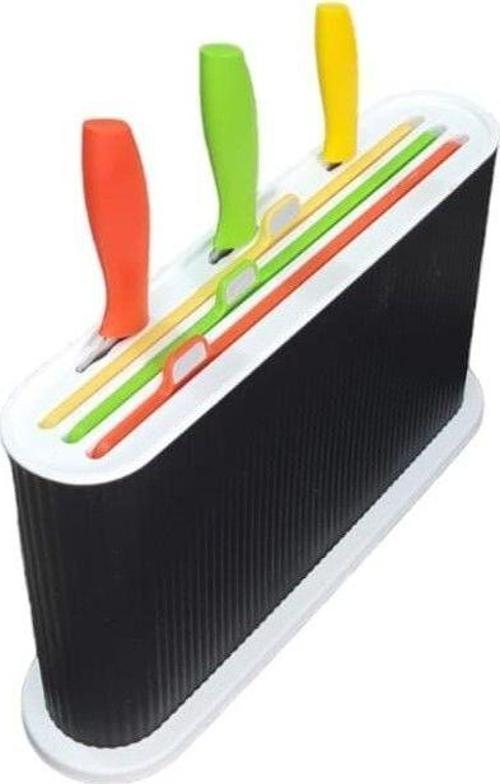 3 Bıçaklı Set- Standlı Çoklu Kesme Tahtası Seti, Antibakteriyel Mutfak Kesim Panosu