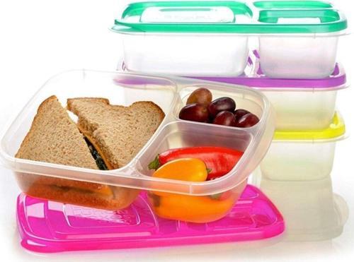 3 Bölmeli Kapaklı Sefer Tası Pratik Gıda Saklama Erzak Kabı - Kahvaltılık