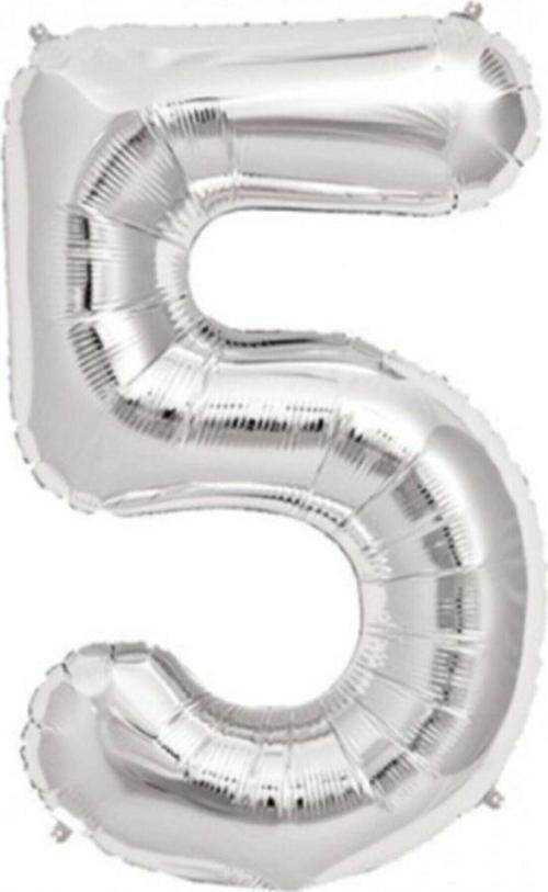 Balon 5 Rakamı Gümüş 100 Cm Folyo Balon