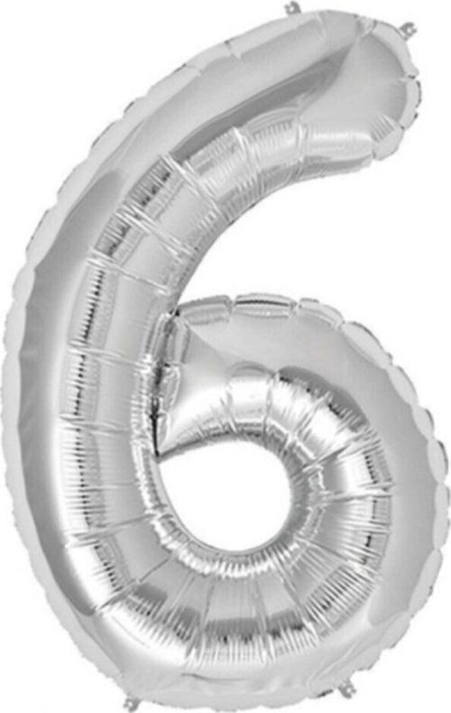 Balon 6 Rakamı Gümüş 100 Cm Folyo Balon