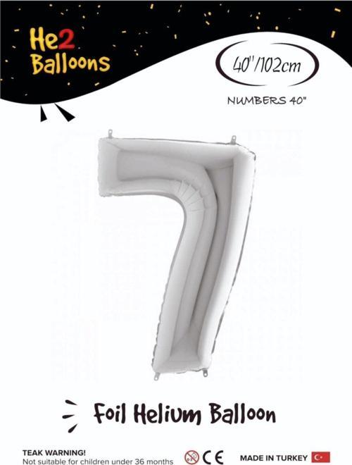 Balon 7 Rakam Gümüş Folyo Balon 40 Inç