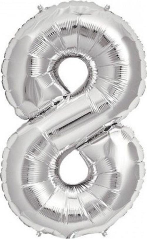Balon 8 Rakamı Gümüş Folyo Balon 102 Cm