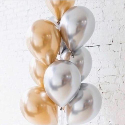 Balon Balonu Krom Balon Gold-Gümüş Balon 10 Adet