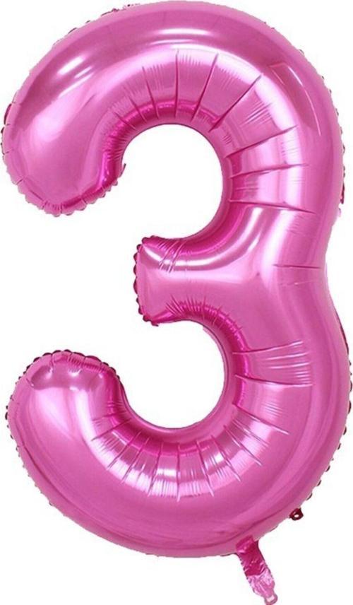 3 Rakam Folyo Balon Pembe 90Cm (40Inch) 1 Adet
