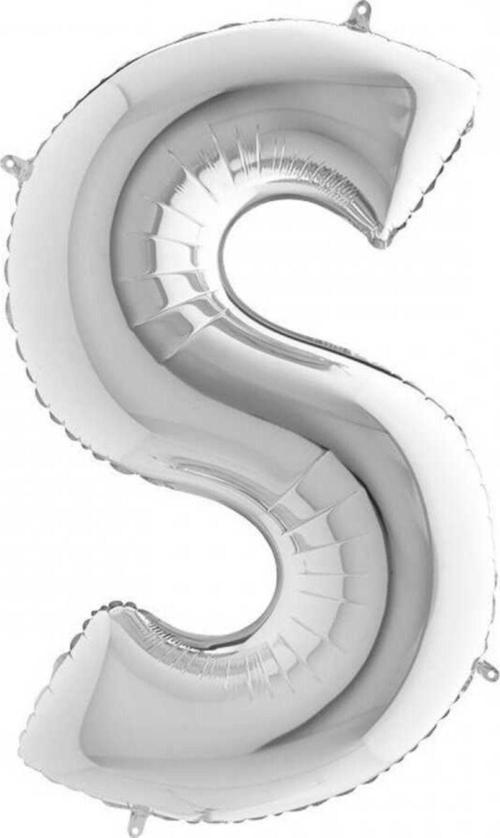 Balon S Harf Gümüş Folyo Balon 40 Inç 102Cm