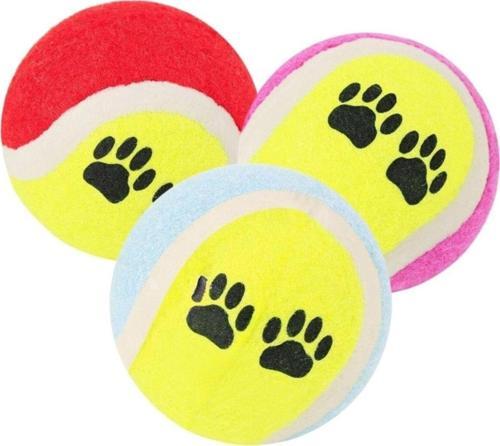 3Lü Renkli Desenli Tenis Topu Kedi Köpek Oyuncağı