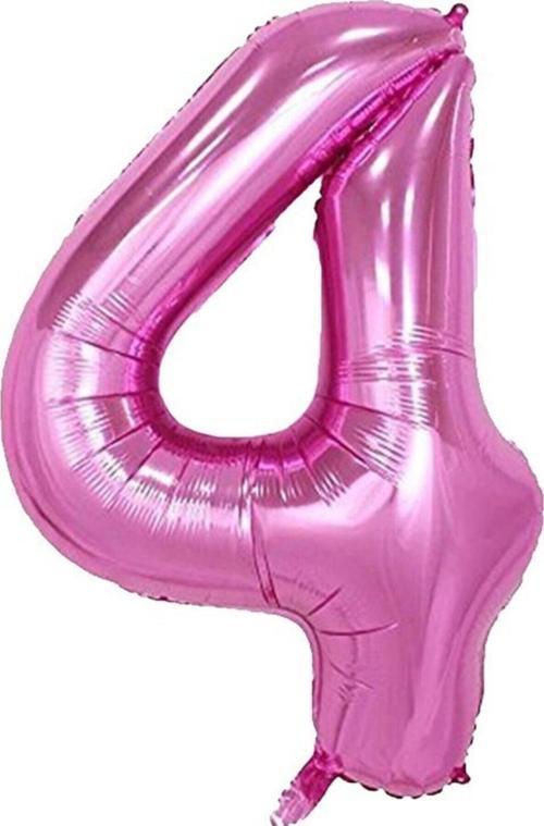 4 Rakam Folyo Balon Pembe 90Cm (40Inch) 1 Adet