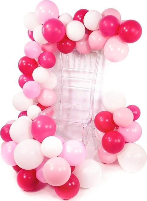 Fuşya Pembe Beyaz Balon Zinciri 5 Metre