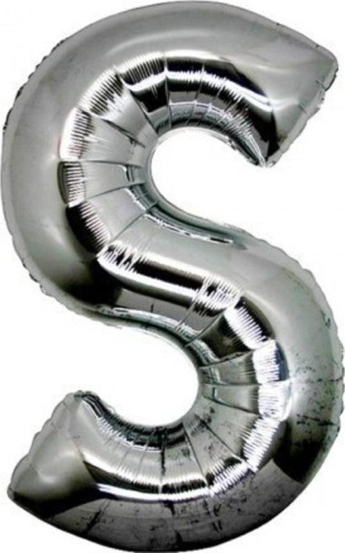 Harf Folyo Balon S Harfi Büyük Boy Balon Gümüş/Gri 100Cm