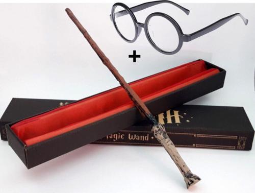 Harry Potter Asası 35 Cm Ve Siyah Çerçeveli Harry Potter Gözlüğü Seti