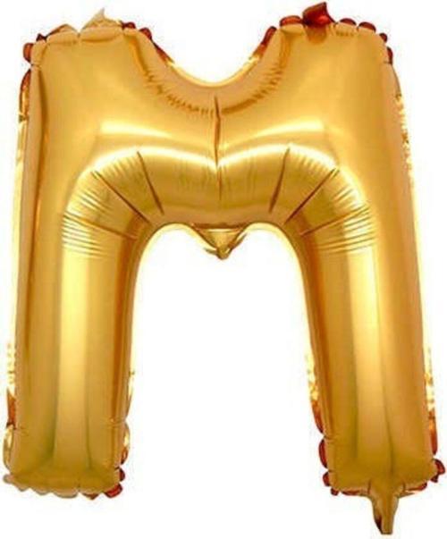 Gold Renk Folyo Balon M Harfli Helyum Balon 100 Cm Dev Boy