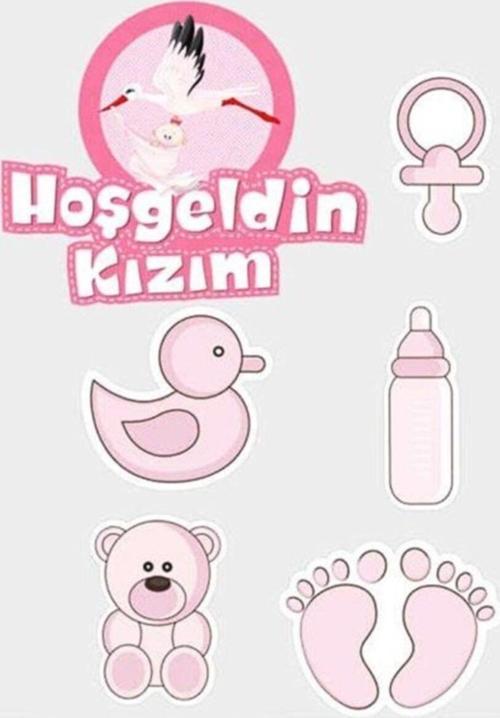 Hoşgeldin Kızım Baby Shower Sticker Etiket Seti 6 Adet