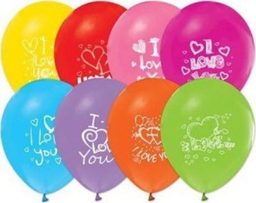 I Love You Baskılı Balon 10 Adet