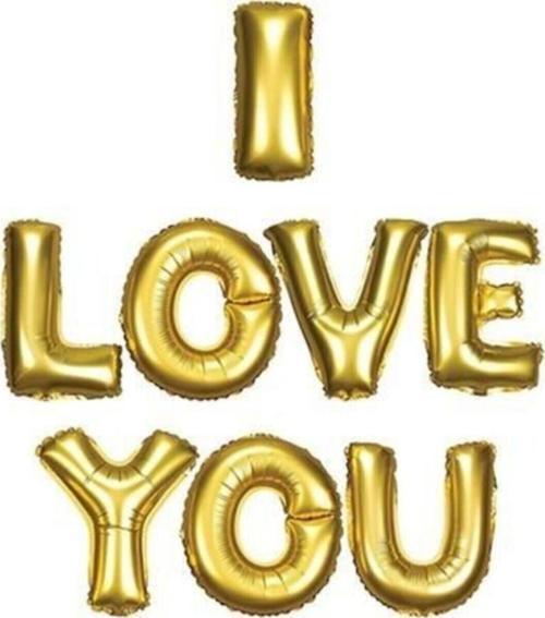 I Love You Folyo Balon Seti Altın 40 Cm