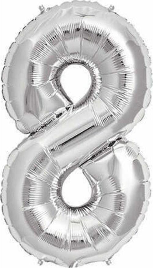 Gümüş Folyo Balon Sayılı Helyum Balon 100 Cm Dev Boy 8
