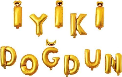 Kazanabil Iyiki Doğdun Set Altın Renkli Folyo Balon Harfler 40Cm