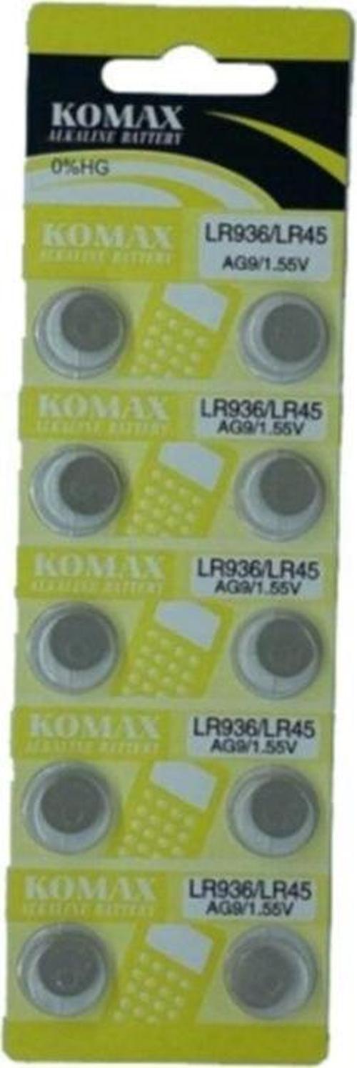 Komax Ag9 Lr936/Lr45/394 Alkalin 10Lu Düğme Pil