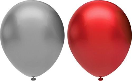 Metalik Balon Seti 40’Lı, 2 Renk X 20, Gümüş, Kırmızı. Helyum Uyumlu