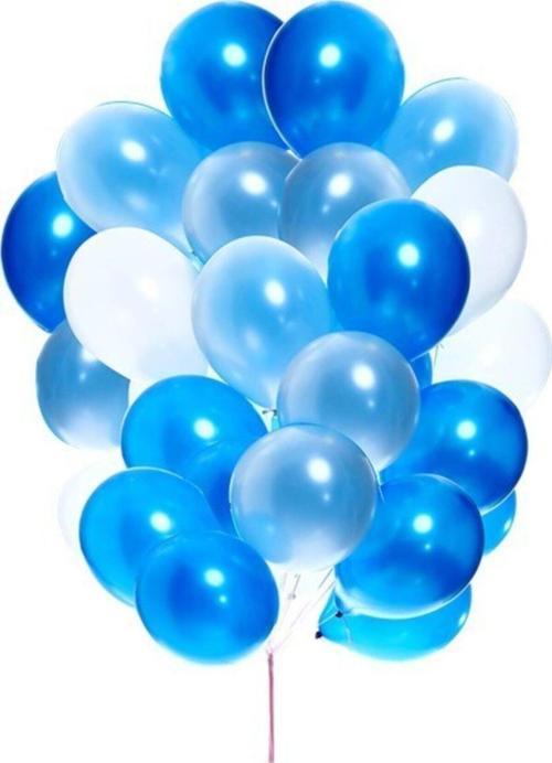 Metalik Sedefli (Mavi - Beyaz Karışık) Uçan Balon 50 Adet