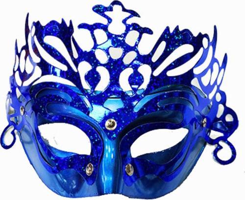 Metalize Ekstra Parlak Hologramlı Parti Maskesi Mavi Renk 23X14 Cm