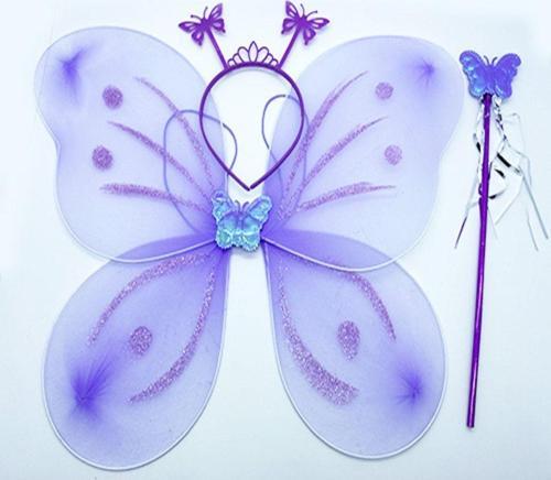 Lila Renk Kelebek Kanadı Tacı Ve Sopası 50X37 Cm