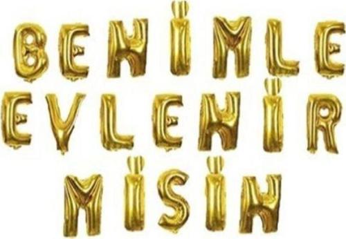 Sevgililer Gününe Özel Altın Benimle Evlenirmisin Balonu Benimle Evlenirmisin Altın Balon
