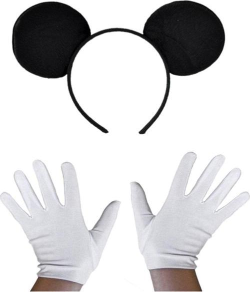 Siyah Mickey Mouse Tacı Ve Beyaz Eldiven Seti