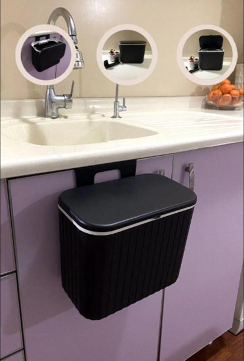 Tezgah Kapağı Kenarı Asılabilir Dekoratif Ergonomik Pratik Çöp Kovası
