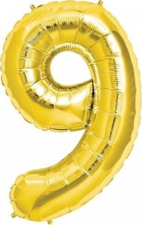 Rakam Folyo Balon 9 Rakamı Büyük Boy Balon Altın Sarısı/Dore 100Cm