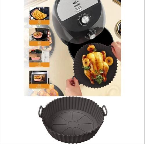 Tüm Airfryerlara Uyumlu Antrasit Renk Silikon Pişirme Kabı - Airfryer Silikon Kap - Bpa Free-1 Adet